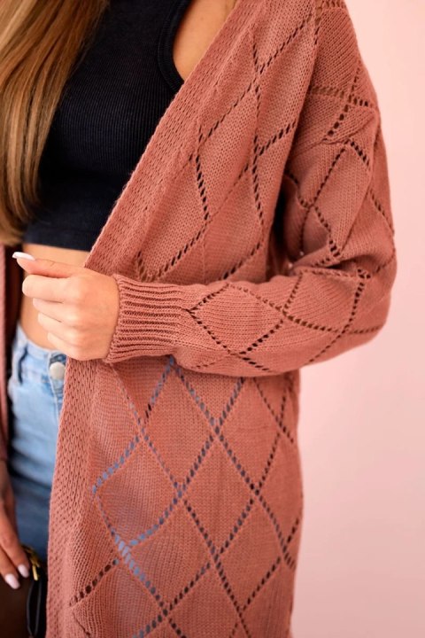 Sweter z geometrycznym wzorem ciemny różowy uniwersalny