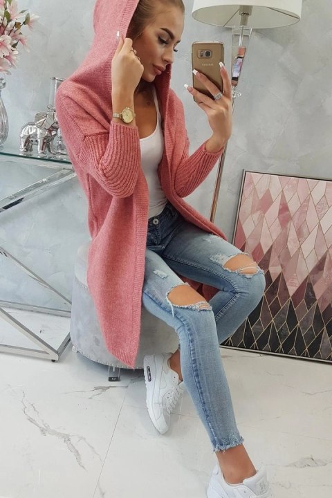 Sweter z kapturem ciemny różowy uniwersalny