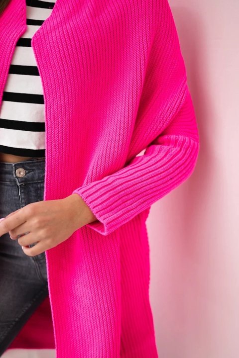Sweter z rękawami typu nietoperz różowy neon uniwersalny