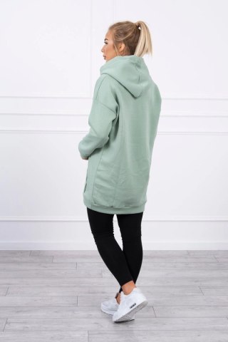 Bluza z kapturem z naszywkami ciemno miętowa uniwersalny