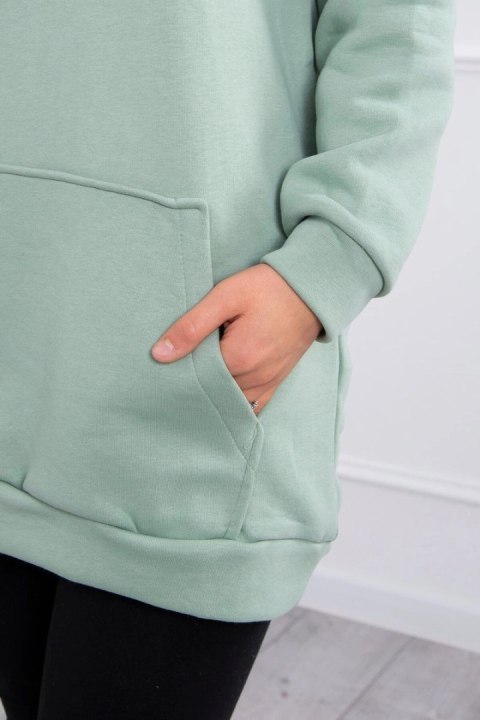 Bluza z kapturem z naszywkami ciemno miętowa uniwersalny
