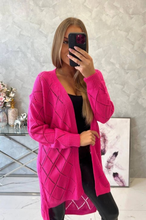 Sweter z geometrycznym wzorem różowy uniwersalny