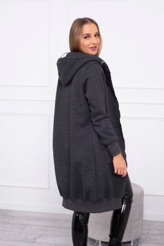 Bluza ocieplana długa z kapturem grafitowa uniwersalny