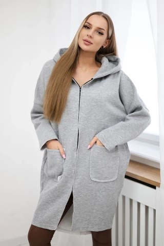 Bluza ocieplana rozpinana z dłuższym tyłem szara uniwersalny