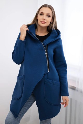 Bluza ocieplana z asymetrycznym suwakiem jeansowa uniwersalny