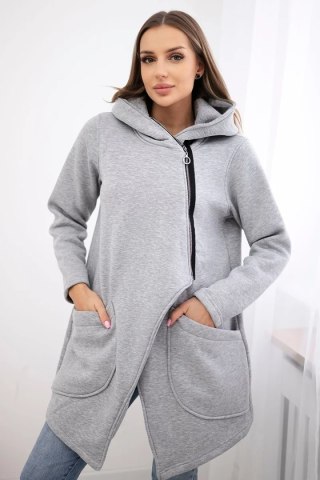 Bluza ocieplana z asymetrycznym suwakiem szara uniwersalny