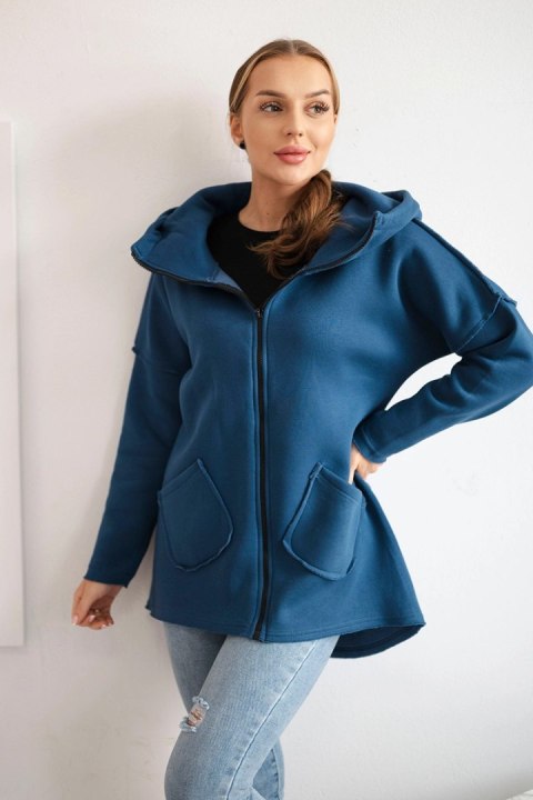 Bluza ocieplana z dłuższym tyłem i kieszeniami jeans uniwersalny