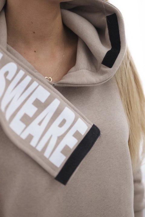 Bluza ocieplana z kapturem beżowa uniwersalny
