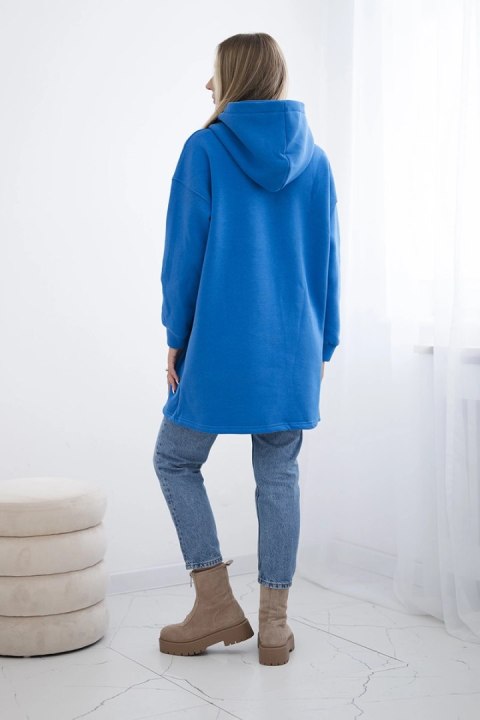 Bluza ocieplana z kapturem chabrowa uniwersalny