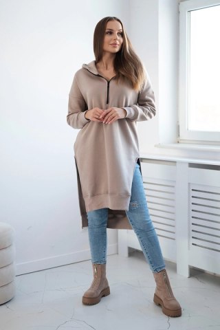 Bluza ocieplana z rozcięciami na bokach beżowa uniwersalny