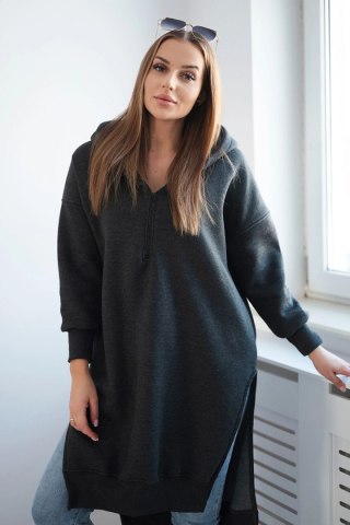 Bluza ocieplana z rozcięciami na bokach grafitowa uniwersalny