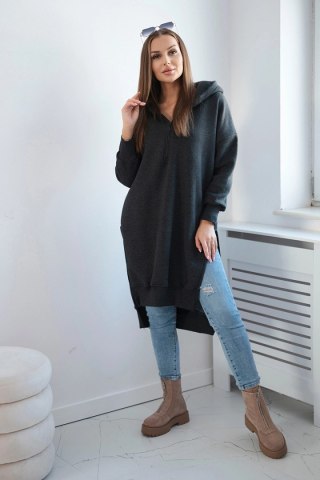 Bluza ocieplana z rozcięciami na bokach grafitowa uniwersalny