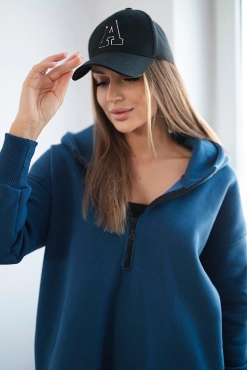 Bluza ocieplana z rozcięciami na bokach jeansowa uniwersalny