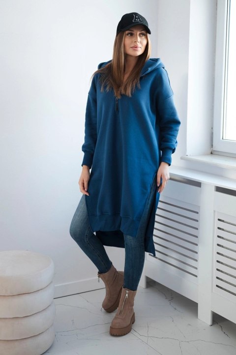 Bluza ocieplana z rozcięciami na bokach jeansowa uniwersalny