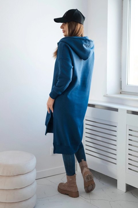 Bluza ocieplana z rozcięciami na bokach jeansowa uniwersalny
