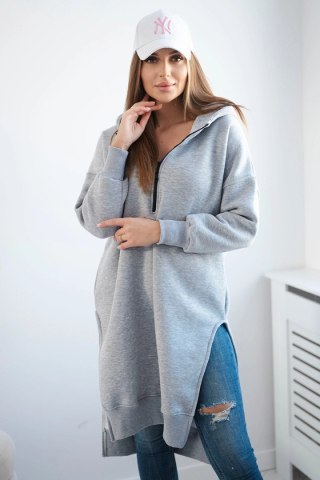Bluza ocieplana z rozcięciami na bokach szara uniwersalny