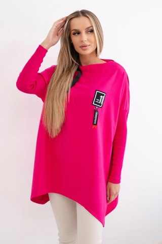 Bluza oversize z asymetrycznymi bokami fuksja uniwersalny