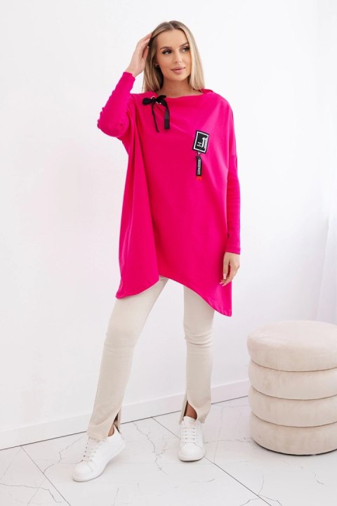 Bluza oversize z asymetrycznymi bokami fuksja uniwersalny
