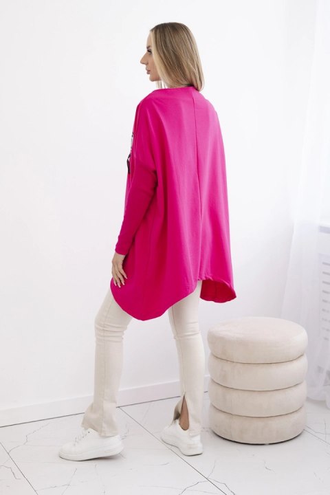 Bluza oversize z asymetrycznymi bokami fuksja uniwersalny