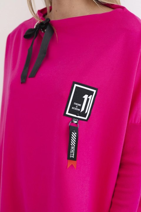 Bluza oversize z asymetrycznymi bokami fuksja uniwersalny