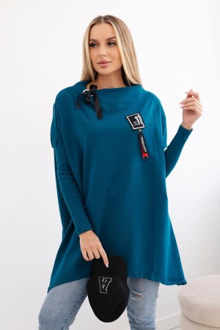 Bluza oversize z asymetrycznymi bokami morski uniwersalny