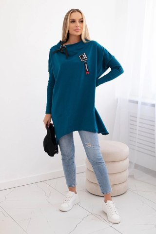 Bluza oversize z asymetrycznymi bokami morski uniwersalny