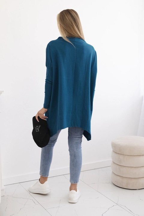 Bluza oversize z asymetrycznymi bokami morski uniwersalny