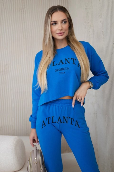 Komplet z nadrukiem Atlanta chabrowy uniwersalny