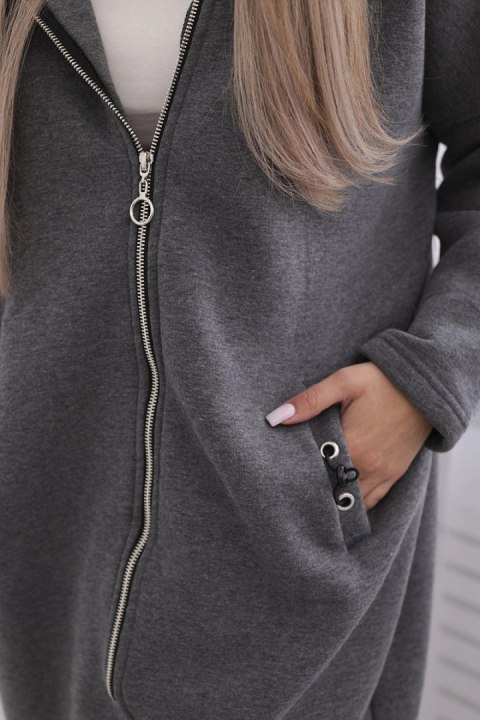 Bluza ocieplana długa grafit melanż uniwersalny