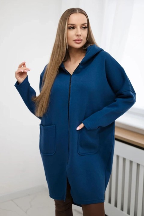 Bluza ocieplana rozpinana z dłuższym tyłem jeansowa uniwersalny