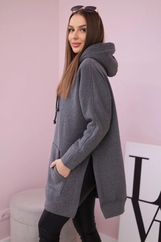 Bluza ocieplana z rozcięciami na bokach grafitowa uniwersalny