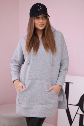 Bluza ocieplana z rozcięciami na bokach szara uniwersalny