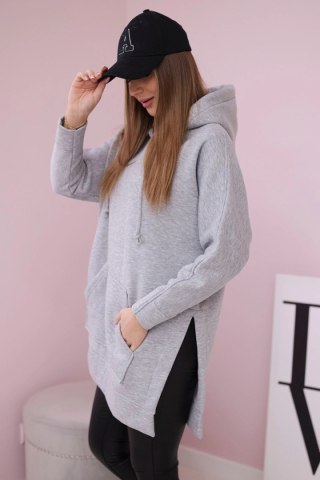 Bluza ocieplana z rozcięciami na bokach szara uniwersalny