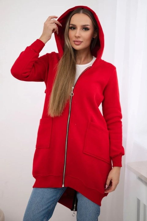 Bluza ocieplana z suwakiem z tyłu czerwona uniwersalny