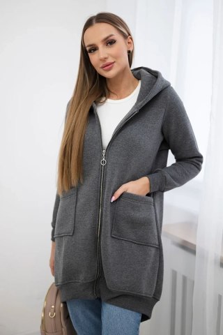 Bluza ocieplana z suwakiem z tyłu grafitowa uniwersalny