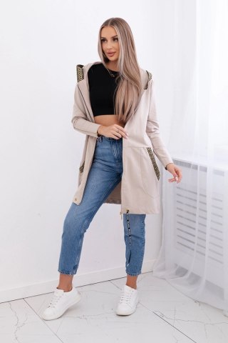 Bluza z ozdobną taśmą beżowa uniwersalny