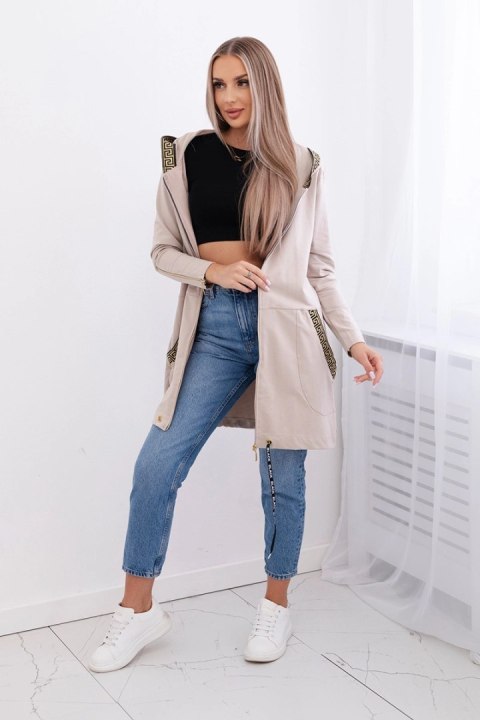 Bluza z ozdobną taśmą beżowa uniwersalny