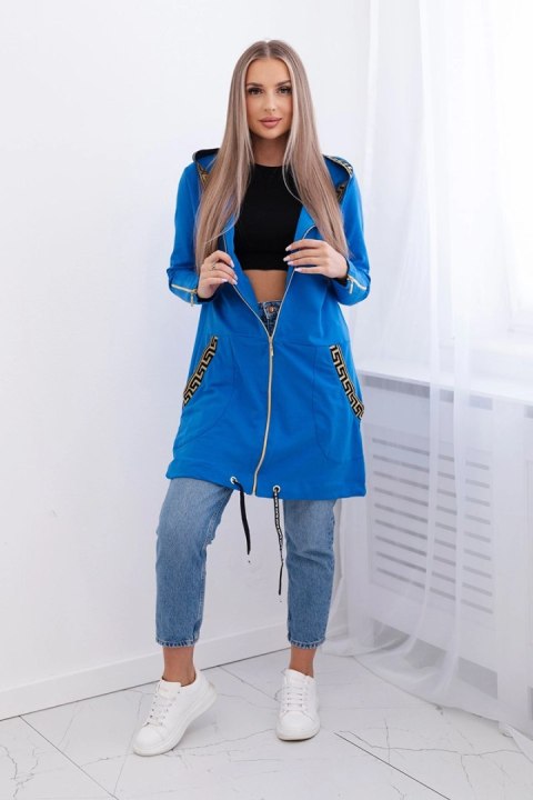 Bluza z ozdobną taśmą chabrowa uniwersalny