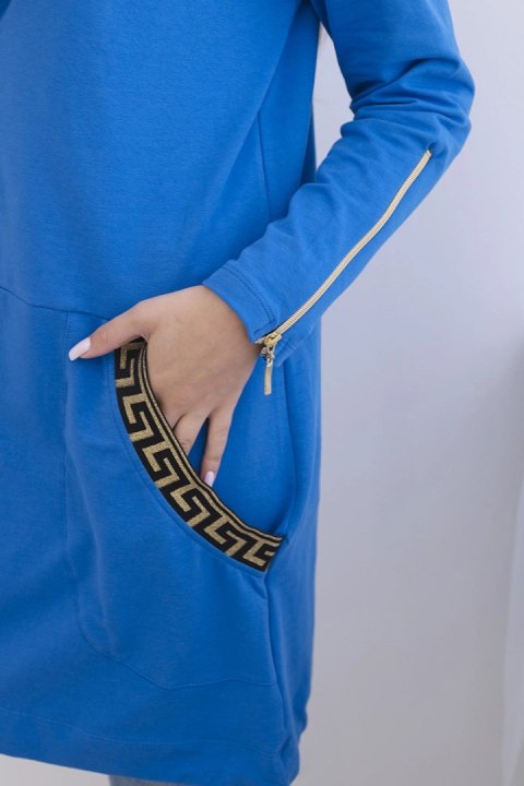 Bluza z ozdobną taśmą chabrowa uniwersalny