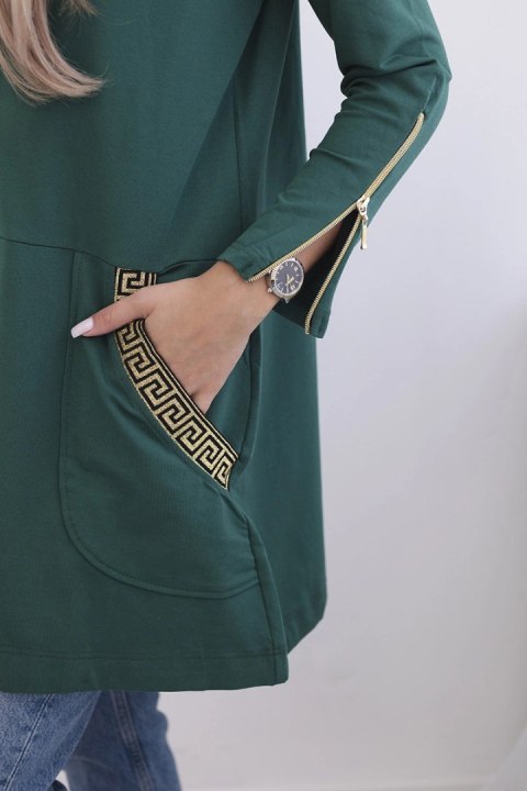 Bluza z ozdobną taśmą ciemno zielona uniwersalny