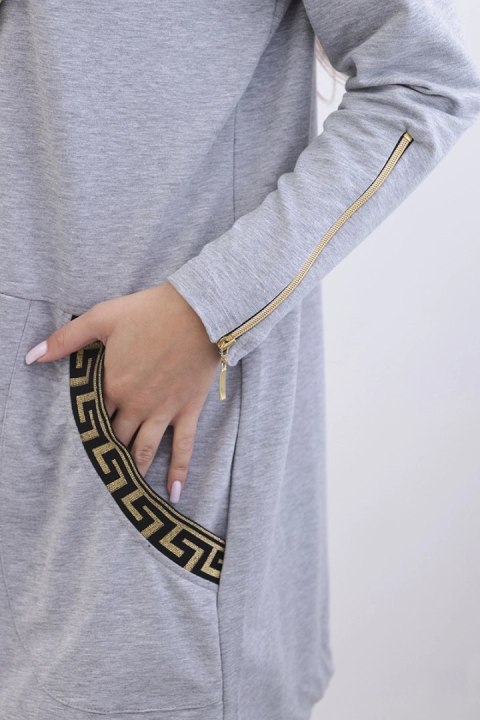 Bluza z ozdobną taśmą szara uniwersalny