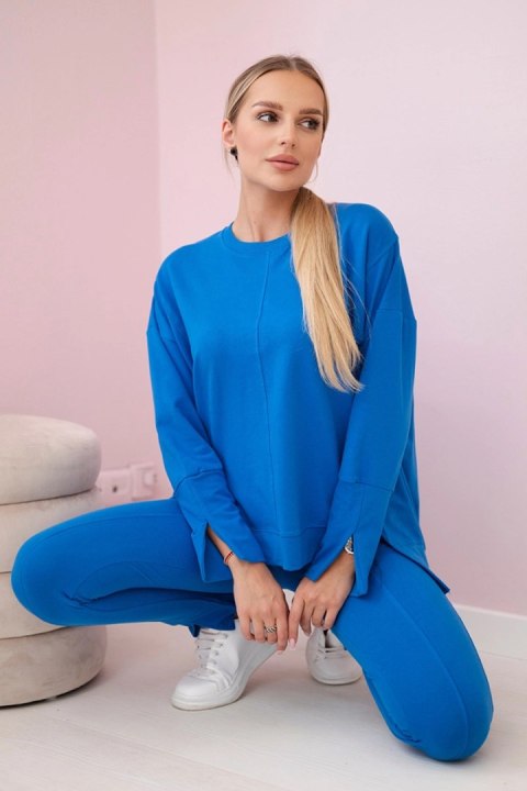 Komplet z bluzką oversize chabrowy uniwersalny