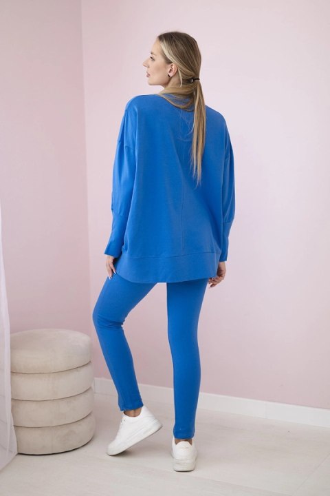 Komplet z bluzką oversize chabrowy uniwersalny