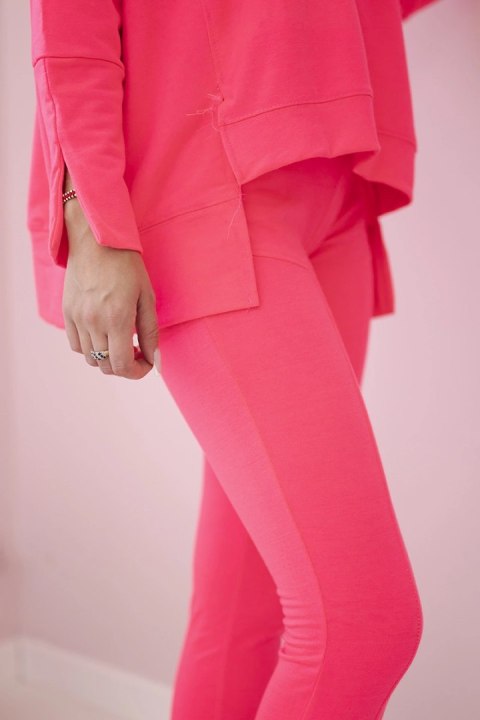 Komplet z bluzką oversize różowy neon uniwersalny