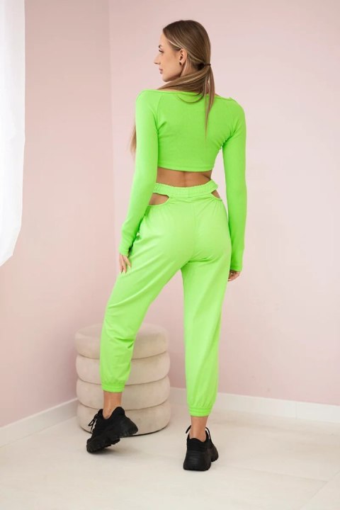 Komplet z bluzką top zielony neon uniwersalny