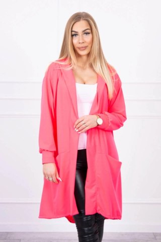 Narzutka z kapturem oversize różowy neon uniwersalny