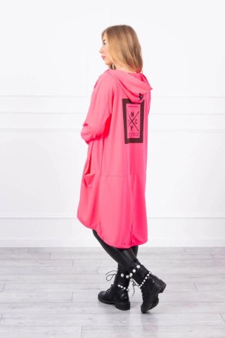 Narzutka z kapturem oversize różowy neon uniwersalny