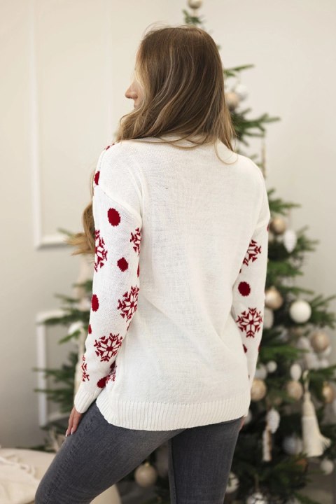 Sweter świąteczny z misiem ecru uniwersalny