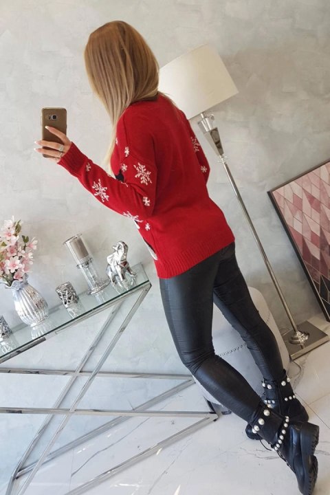 Sweter świąteczny z reniferem czerwony uniwersalny