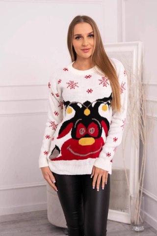 Sweter świąteczny z reniferem ecru uniwersalny